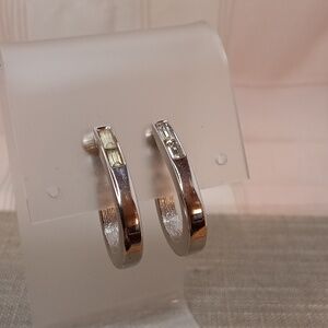 Givenchy Silver Tone Tear Drop Hoop Clip Earrings